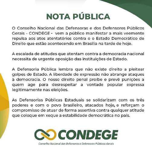 NOTA PÚBLICA CONDEGE - Defensoria Pública do Estado de Pernambuco